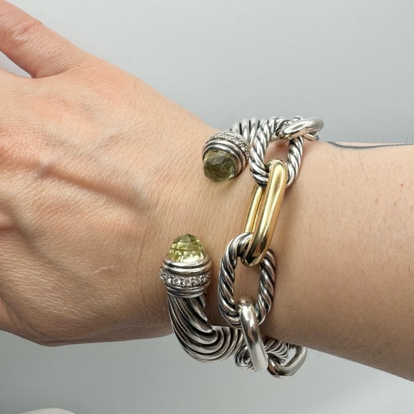 David Yurman 10mm Cable Bracelet With Lemon Citrine and Diamonds - Picture 8 of 11
